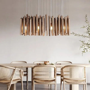 Savia: Wood Modern Chandelier - Contemporary Wood Chandelier - Wooden Chandeliers For Dining Room