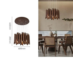 Savia: Wood Modern Chandelier - Contemporary Wood Chandelier - Wooden Chandeliers For Dining Room
