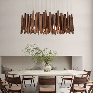 Savia: Wood Modern Chandelier - Contemporary Wood Chandelier - Wooden Chandeliers For Dining Room