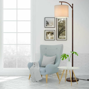 Standing Industrial Arc Light with Hanging Lamp Shade Bedroom | Bright & Plus.