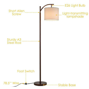 Standing Industrial Arc Light with Hanging Lamp Shade Bedroom | Bright & Plus.