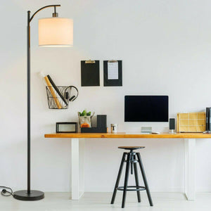 Standing Industrial Arc Light with Hanging Lamp Shade Bedroom | Bright & Plus.