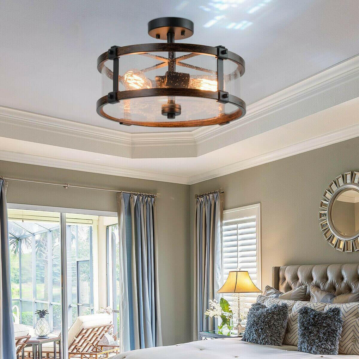 3-Light Living Room Retro Flush Mount Ceiling Light | Bright & Plus.