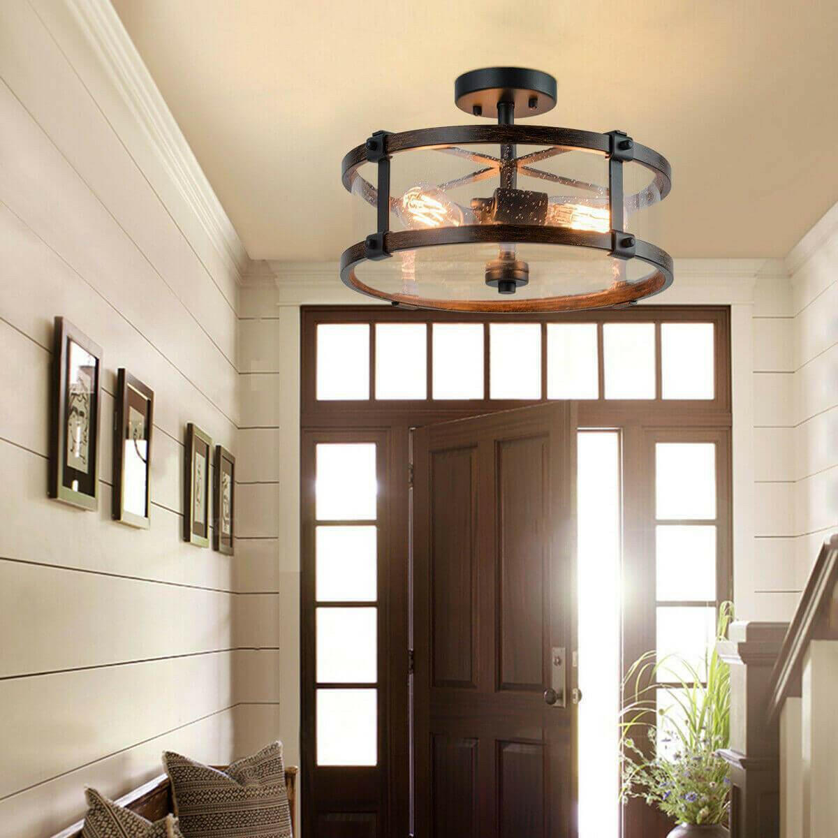 3-Light Living Room Retro Flush Mount Ceiling Light | Bright & Plus.