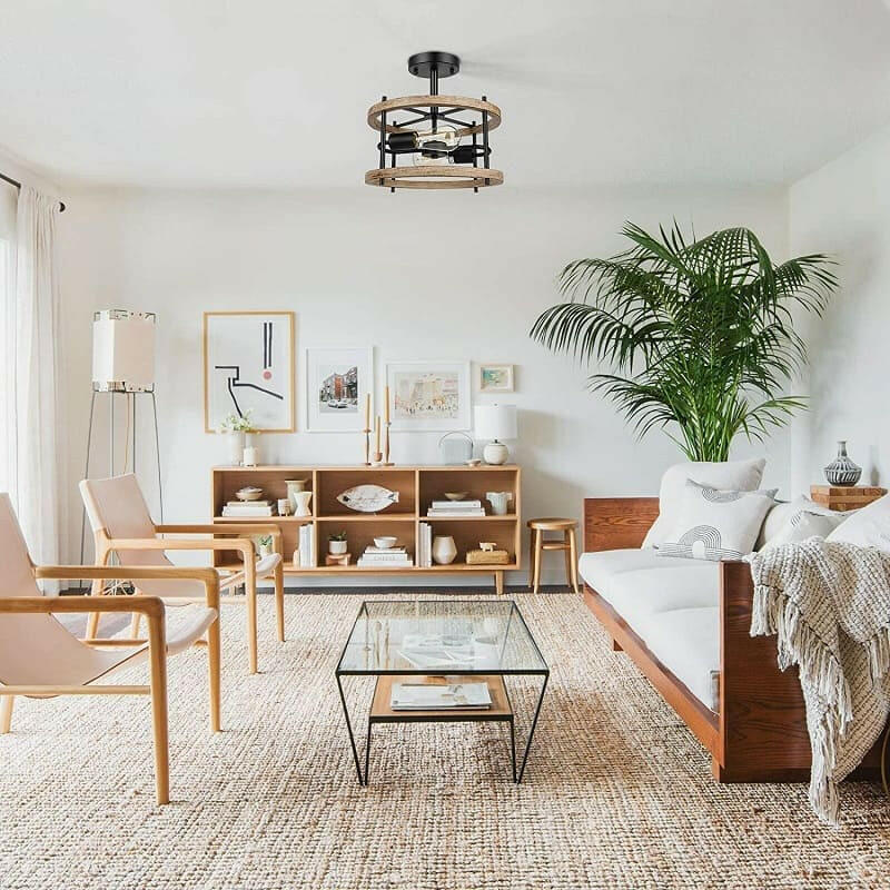 Alper - Retro 2-Light Semi Flush Mount Ceiling Light