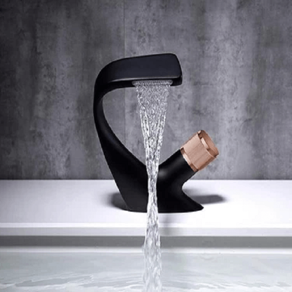 Annetta - Modern Chrome Plated Solid Brass Waterfall Spout Bathroom Faucet | Bright & Plus.