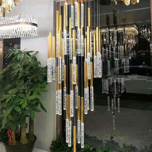 Annette - Linear Copper and Crystal Strand Chandelier | Bright & Plus.