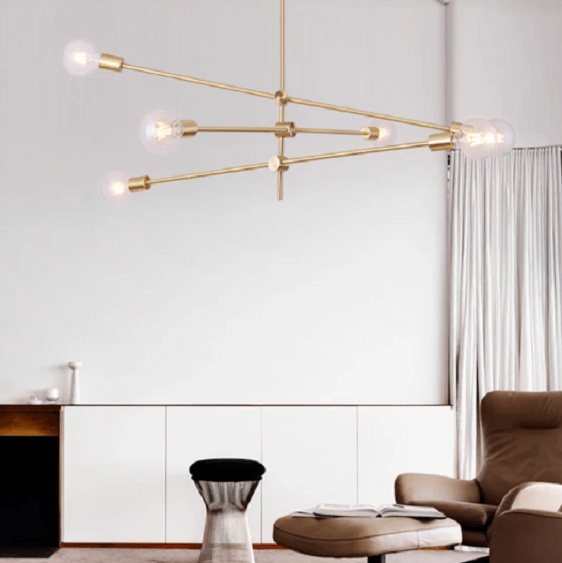 Circa Brass Mid century Pendant Light - 3 lines (6 heads) | Bright & Plus.