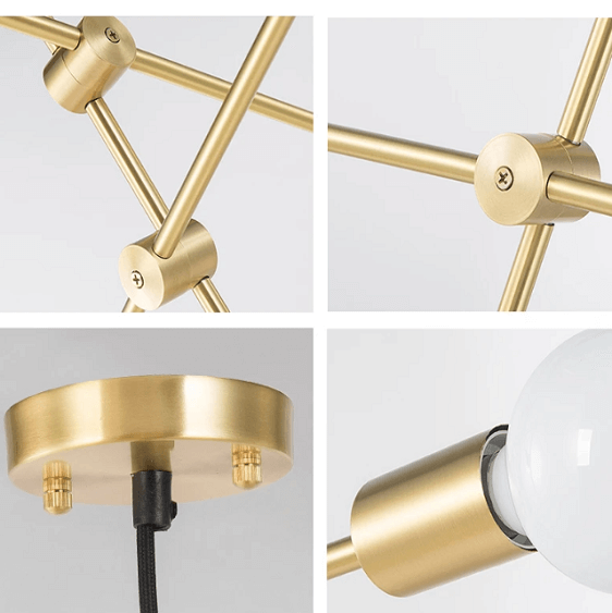 Circa Brass Mid century Pendant Light - 3 lines (6 heads) | Bright & Plus.