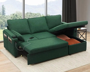 2-in-1 Sleeper Sofa Bed with Storage, USB & Cup Holder