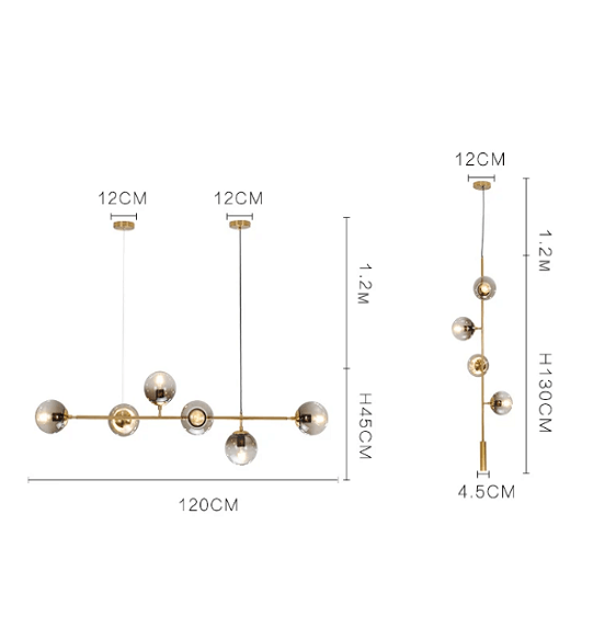 Olive Tree Branch 4 head Vertical Line Chandelier | Bright & Plus.