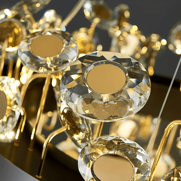 Rachel Disc Detailed Crystal and Metal Bar Chandelier