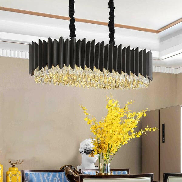 Rectangle Kitchen Island Black Crystal Chandelier