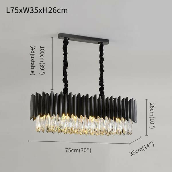 Rectangle Kitchen Island Black Crystal Chandelier