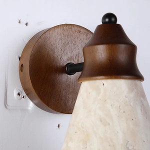 Renwick Yellow Travertine LED Wall Sconce for Bedroom Decor