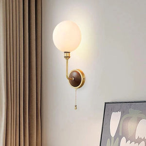 Retro Full Copper Wall Lamp-Rotatable Ceramic and Solid Wood Design