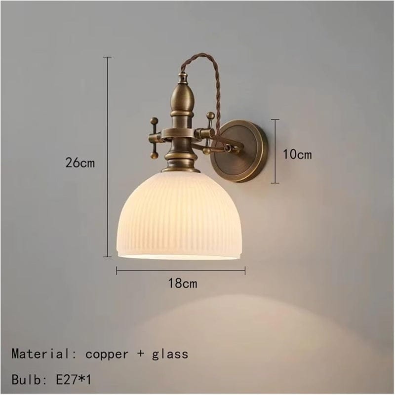 Retro Style Decorative Wall Lamp made of Copper and Glass