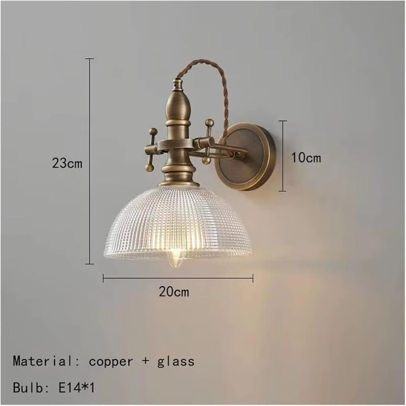 Retro Style Decorative Wall Lamp made of Copper and Glass