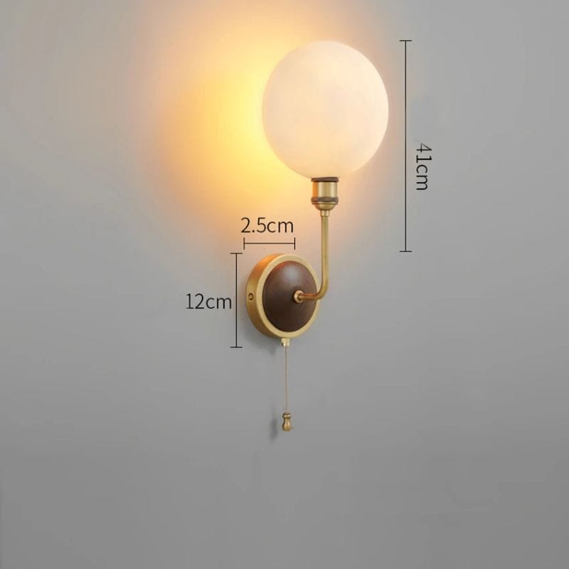 Retro Full Copper Wall Lamp-Rotatable Ceramic and Solid Wood Design