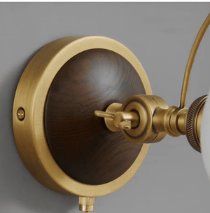 Retro Full Copper Wall Lamp-Rotatable Ceramic and Solid Wood Design