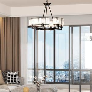 Round Shape Antique Black Industrial Crystal Chandelier