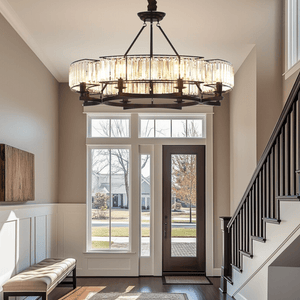 Round Shape Antique Black Industrial Crystal Chandelier