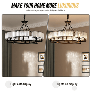 Round Shape Antique Black Industrial Crystal Chandelier