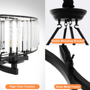 Round Shape Antique Black Industrial Crystal Chandelier