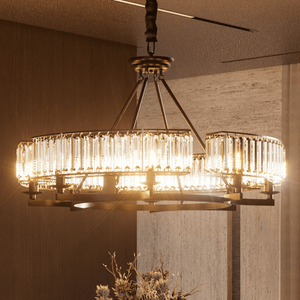 Round Shape Antique Black Industrial Crystal Chandelier