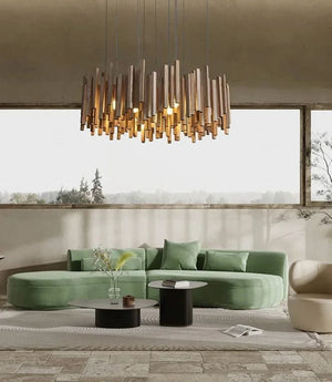 Savia: Wood Modern Chandelier - Contemporary Wood Chandelier - Wooden Chandeliers For Dining Room