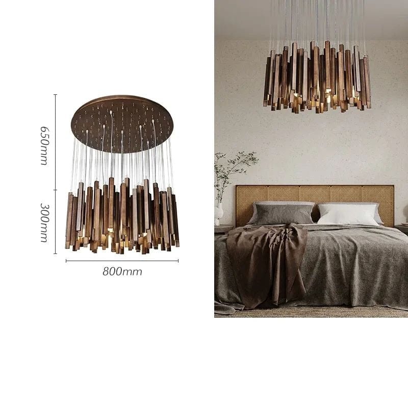 Savia: Wood Modern Chandelier - Contemporary Wood Chandelier - Wooden Chandeliers For Dining Room