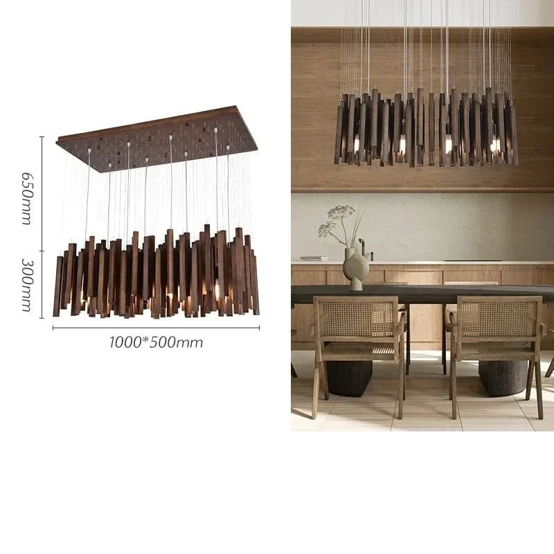 Savia: Wood Modern Chandelier - Contemporary Wood Chandelier - Wooden Chandeliers For Dining Room