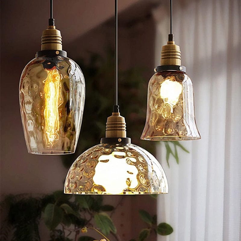 Soren - Farm Style Amber Irregular Glass Pendant Lamp