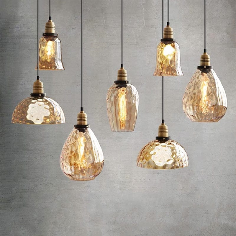 Soren - Farm Style Amber Irregular Glass Pendant Lamp
