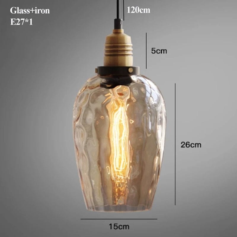 Soren - Farm Style Amber Irregular Glass Pendant Lamp