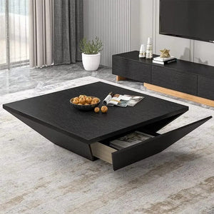 Square Wooden Coffee Table with Storage Space