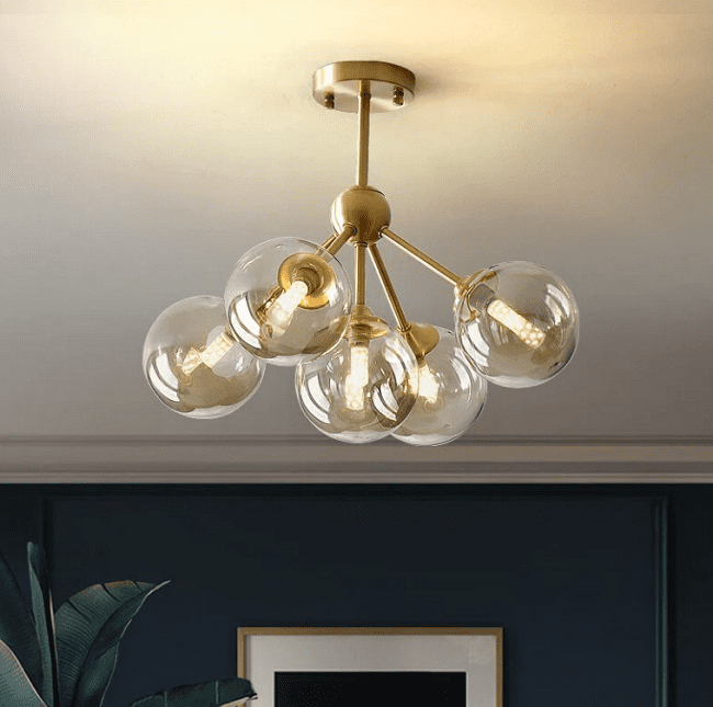 Vag - Modern LED chandelier with metal base and glass globes