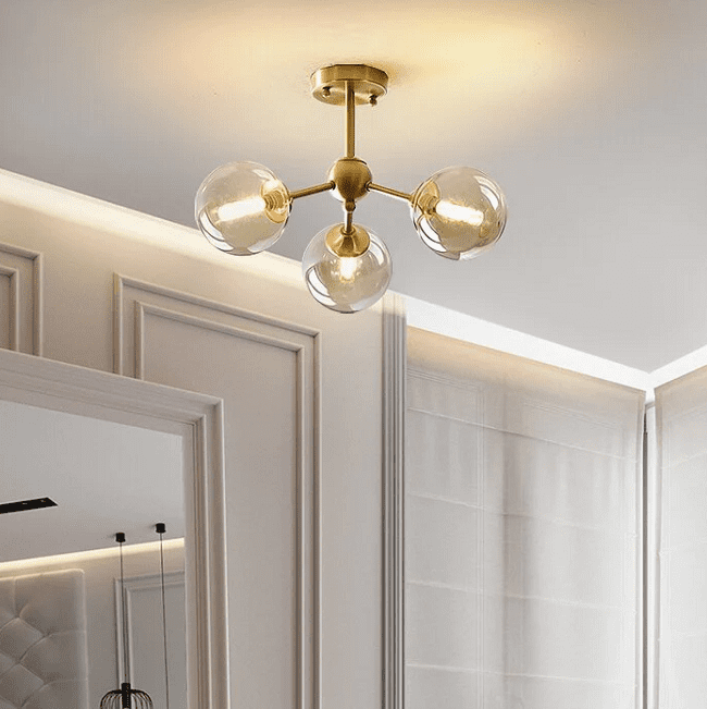 Vag - Modern LED chandelier with metal base and glass globes