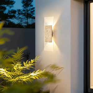 Waterproof Outdoor Wall Lamp Made of Natural Stone and Glass