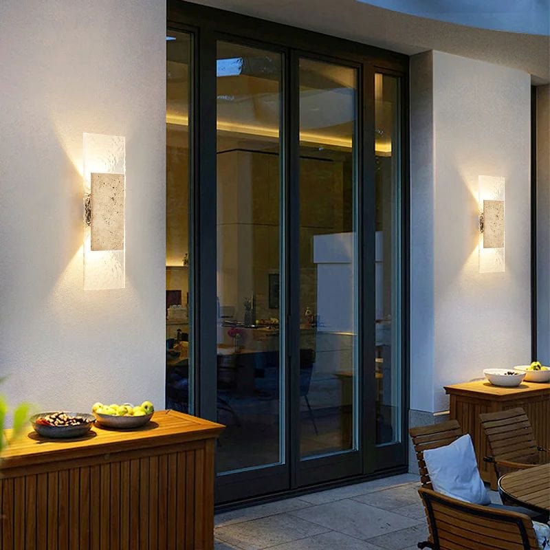 Waterproof Outdoor Wall Lamp Made of Natural Stone and Glass
