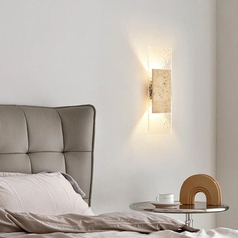 Waterproof Outdoor Wall Lamp Made of Natural Stone and Glass