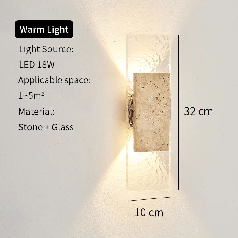 Waterproof Outdoor Wall Lamp Made of Natural Stone and Glass