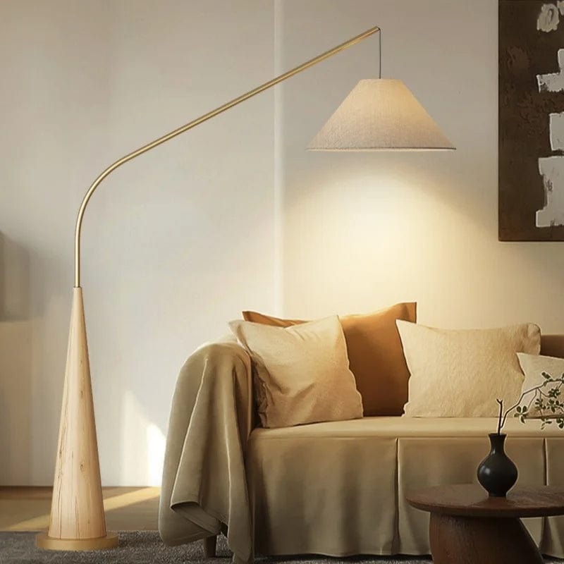 Zirac – Luxury Floor Lamp with Wooden Arch and Fabric Shade