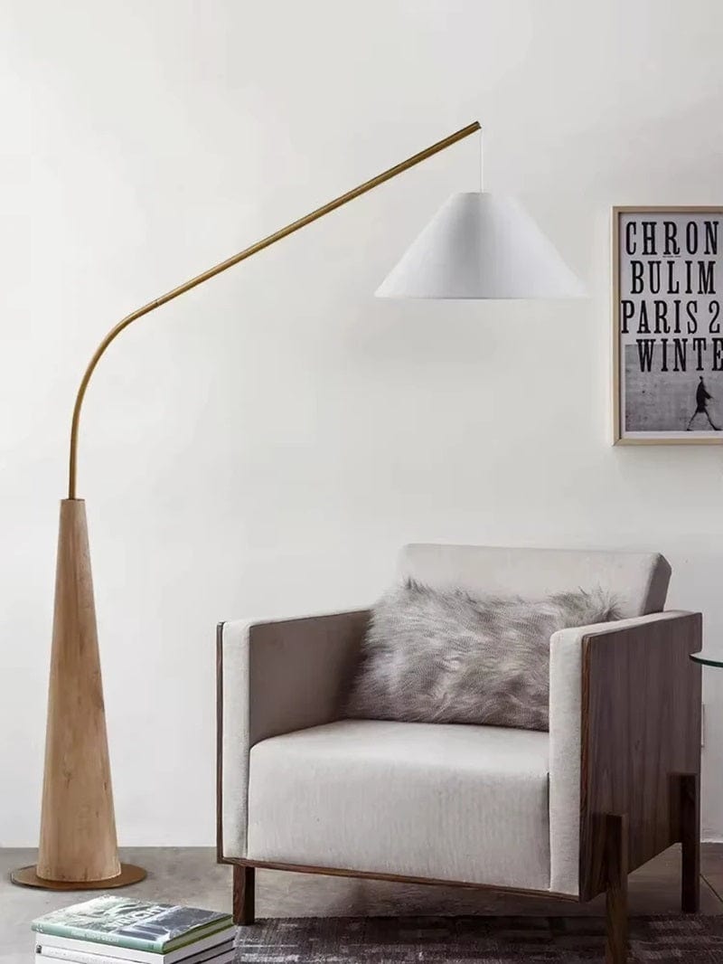Zirac – Luxury Floor Lamp with Wooden Arch and Fabric Shade
