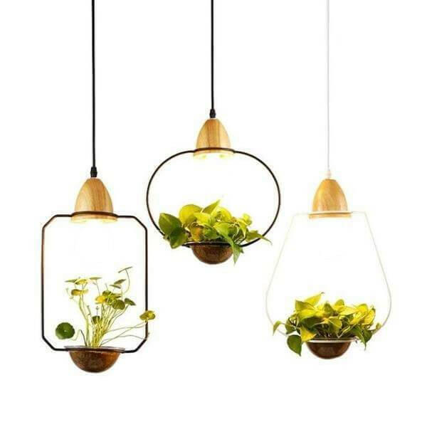 Zox - Modern Nordic Iron Pendant Planter Lamp | Bright & Plus.
